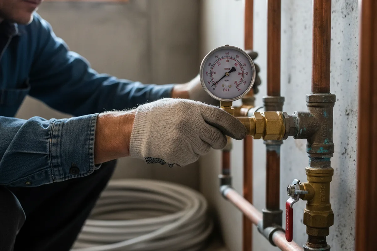 Pressure testing a repaired line during Water Line Repair in Henry